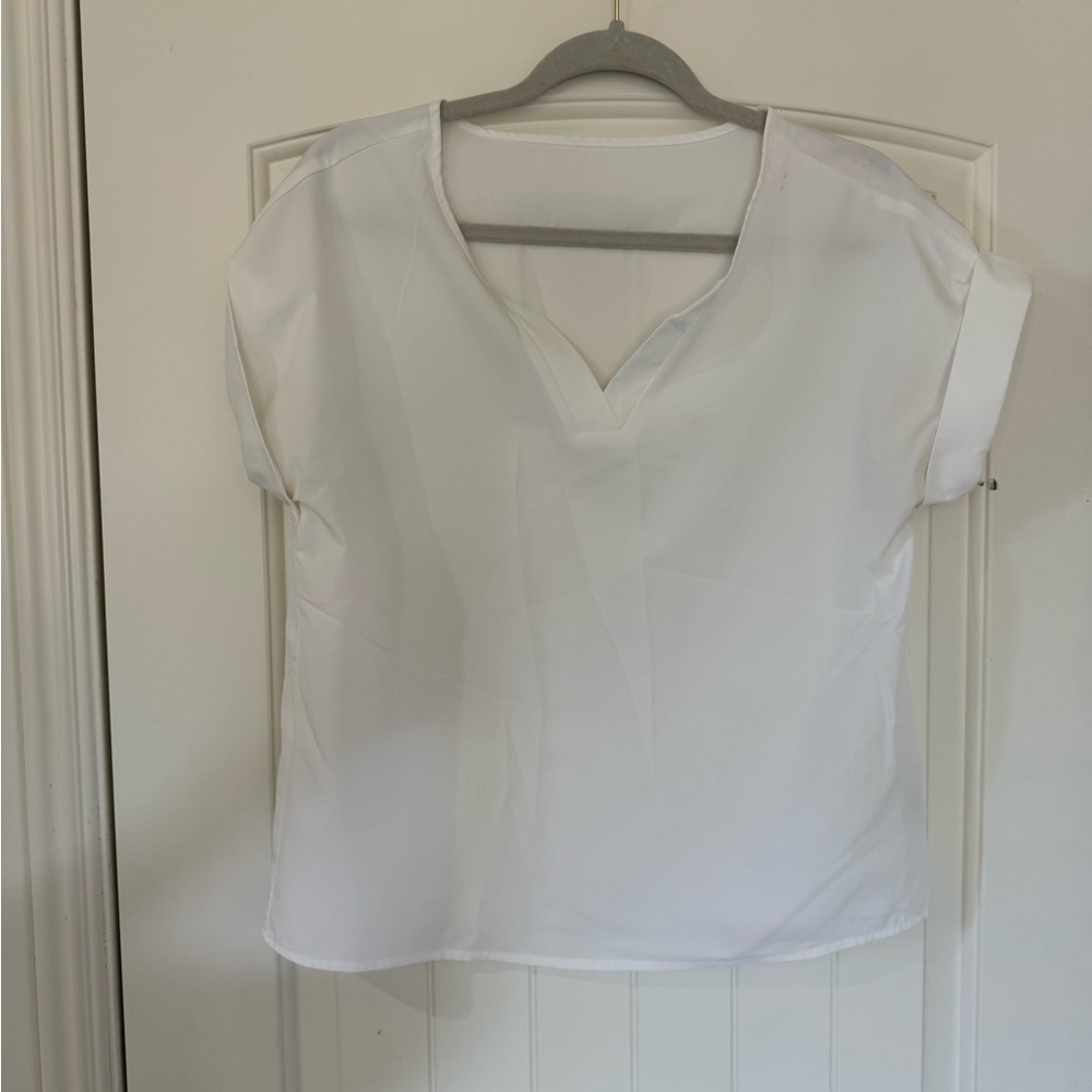 SHEIN White V-Neck Blouse